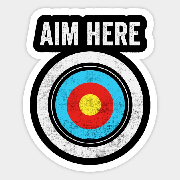 Aim Here Dartboard Bullseye Sticker by Visual Vibes